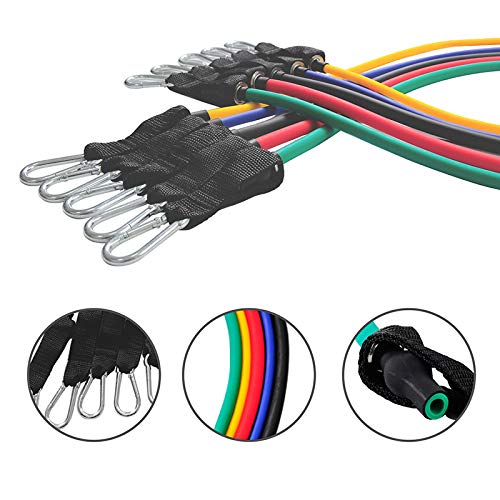 WAZA 12PCS Sistema de Entrenamiento de Ejercicios de Fitness con 5 Banda de Resistencia Elásticas, Mango, Anclaje para Puerta, Correas de Tobillo Máquinas de Ejercicio en Casa para Construir Músculo WAZA 12PCS Sistema de Entrenamiento de Ejercicios de Fitness con 5 Banda de Resistencia Elásticas, Mango, Anclaje para Puerta, Correas de Tobillo Máquinas de Ejercicio en Casa para Construir Músculo