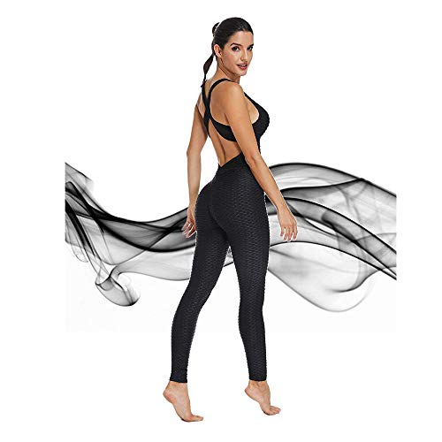 WAZA Mono Deportivo para Mujer Elástico Transpirable Secado Rápido Cintura Alta Elevación de Cadera Sin Espalda Ropa Deporte Pantalones Leggings para Yoga Pilates Fitness (Negro, XL) WAZA Mono Deportivo para Mujer Elástico Transpirable Secado Rápido Cintura Alta Elevación de Cadera Sin Espalda Ropa Deporte Pantalones Leggings para Yoga Pilates Fitness (Negro, XL)