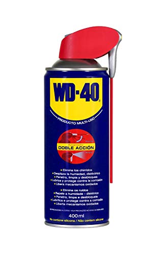 WD-40 Producto Multi-Uso Doble Acción- Spray 400ml-Pack x2 -Aplicación amplia o precisa. Lubrica, Afloja, Protege del óxido, Dieléctrico, Limpia metales y plásticos y Desplaza la humedad