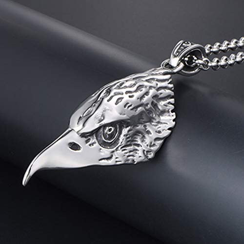 WDBAYXH Collar de Acero Inoxidable con Colgante de Cabeza de Águila con Encanto Salvaje para Hombre, Joyería de Protección de Punk Rock Gótico de Motociclista, Cadena de 24"