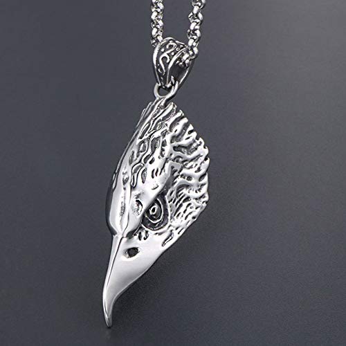 WDBAYXH Collar de Acero Inoxidable con Colgante de Cabeza de Águila con Encanto Salvaje para Hombre, Joyería de Protección de Punk Rock Gótico de Motociclista, Cadena de 24" WDBAYXH Collar de Acero Inoxidable con Colgante de Cabeza de Águila con Encanto Salvaje para Hombre, Joyería de Protección de Punk Rock Gótico de Motociclista, Cadena de 24"