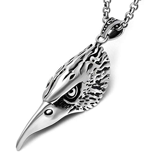 WDBAYXH Collar de Acero Inoxidable con Colgante de Cabeza de Águila con Encanto Salvaje para Hombre, Joyería de Protección de Punk Rock Gótico de Motociclista, Cadena de 24" WDBAYXH Collar de Acero Inoxidable con Colgante de Cabeza de Águila con Encanto Salvaje para Hombre, Joyería de Protección de Punk Rock Gótico de Motociclista, Cadena de 24"