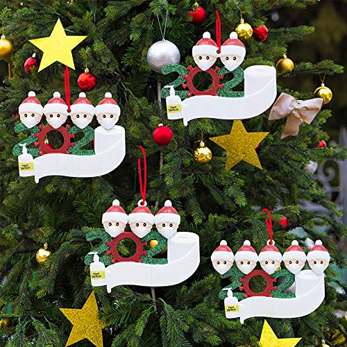 WDEC 2020 Ornamento Sobrevividas Colgar Adornos de Navidad Familia DIY de Vacaciones Decoraciones Regalos para el árbol de Navidad Decoración de Navidad, Nombre Escrito a Mano (Family of 5)