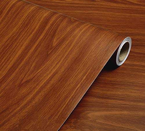 WDragon Papel decorativo autoadhesivo de grano de madera marrón, para muebles, armarios, estanterías, 40 cm x 250 cm