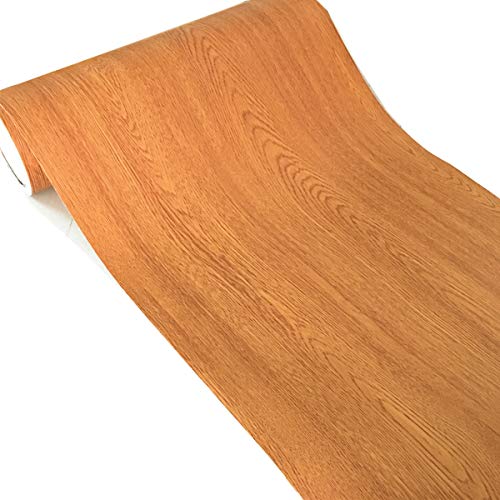 WDragon - Papel decorativo autoadhesivo, diseño de madera de grano de color amarillo, para mostrador, muebles, armarios, estantes de armario, papel pintado, 40 cm x 250 cm