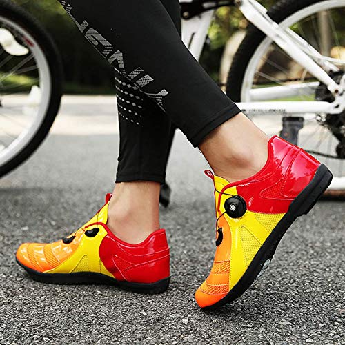 WDZJM Calzado de Ciclismo de Carretera, Calzado de Ciclismo al Aire Libre Transpirable para Hombres, Calzado cómodo y Ligero Tejido para Volar (Color : C, Size : 46)