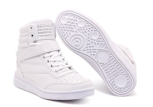 Wealsex Zapatillas de Cuña para Mujer Botas Botines Alta Zapatos Deportivos Oculto Talón Altura 3.5cm Interior Sneakers Blanco 38 Wealsex Zapatillas de Cuña para Mujer Botas Botines Alta Zapatos Deportivos Oculto Talón Altura 3.5cm Interior Sneakers Blanco 38