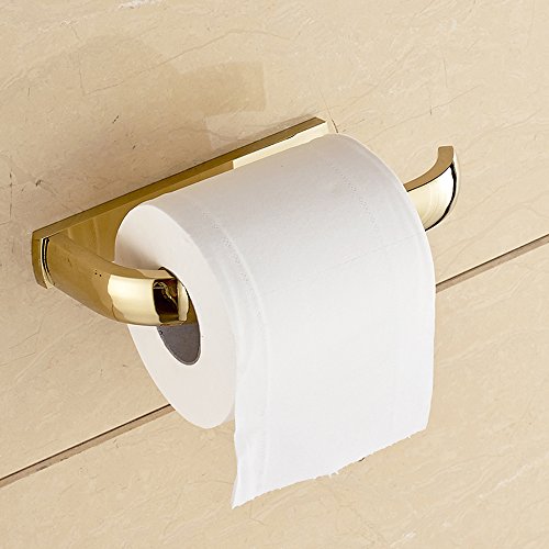 Weare Home Accesorios de baño de latón macizo con acabado dorado montado en la pared moderno rollo de papel higiénico titular barra sin cubierta