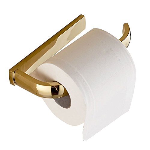 Weare Home Accesorios de baño de latón macizo con acabado dorado montado en la pared moderno rollo de papel higiénico titular barra sin cubierta