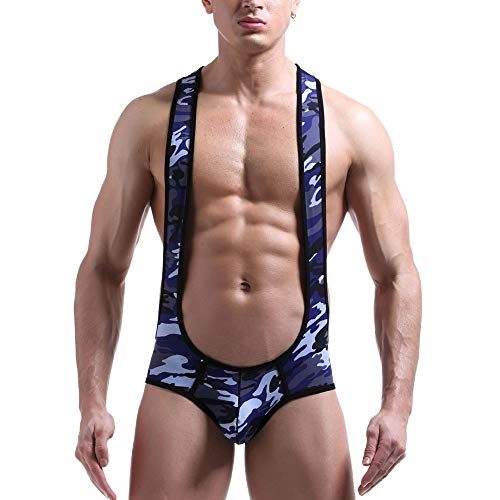 Weaton Paquete de 3, Ropa interior para hombres, Bolsillo convexo U Camuflaje deportivo Correas de chaleco deportivo Traje de lucha de triángulo trasero, Bikinis, Calzoncillos tipo boxer, Calzoncillos