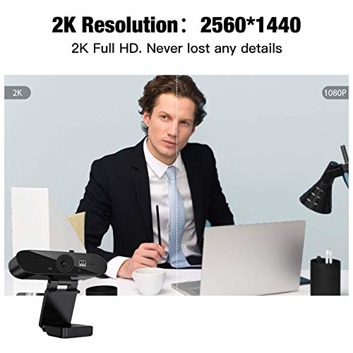 Webcam PC con Micrófono,1440P/30fps 2K Cámara Web,Webcam USB con Autoenfoque y Corrección de Luz para Videollamadas,Clases Online,Videoconferencia y Transmisión en Vivo,Windows/Mac OS/Android Webcam PC con Micrófono,1440P/30fps 2K Cámara Web,Webcam USB con Autoenfoque y Corrección de Luz para Videollamadas,Clases Online,Videoconferencia y Transmisión en Vivo,Windows/Mac OS/Android