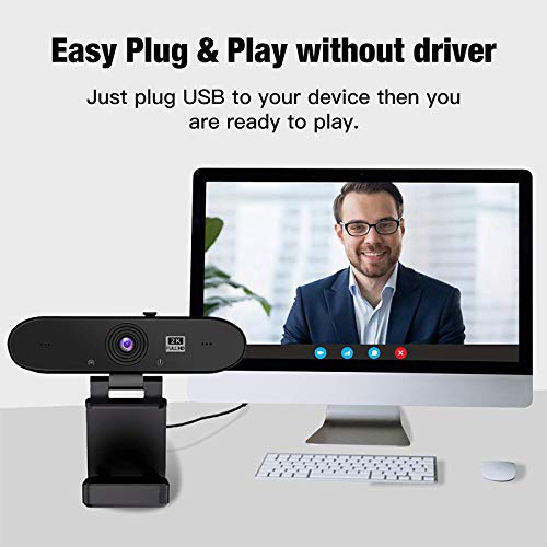 Webcam PC con Micrófono,1440P/30fps 2K Cámara Web,Webcam USB con Autoenfoque y Corrección de Luz para Videollamadas,Clases Online,Videoconferencia y Transmisión en Vivo,Windows/Mac OS/Android