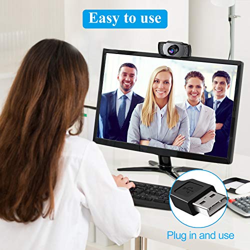 Webcam, Webcam con micrófono, PC Webcam, Streaming Computer Web Camera con soporte de denuncia 3D y ganancia automática, USB para videoconferencia, clases en línea y videoconferencia