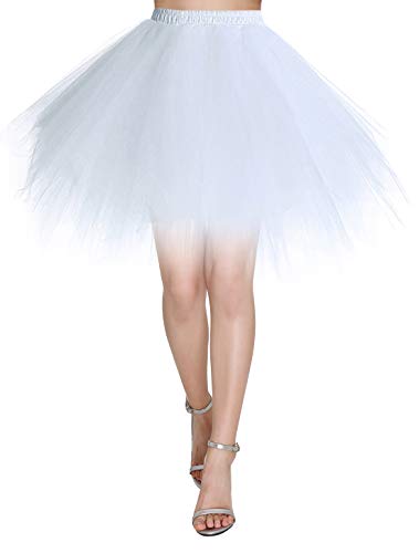 Wedtrend Mujeres Faldas Enaguas Cortas Tul Plisada Fiesta Tutu Ballet Multicolor WTC10036White XL