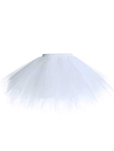 Wedtrend Mujeres Faldas Enaguas Cortas Tul Plisada Fiesta Tutu Ballet Multicolor WTC10036White XL