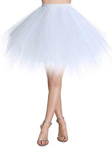 Wedtrend Mujeres Faldas Enaguas Cortas Tul Plisada Fiesta Tutu Ballet Multicolor WTC10036White XL