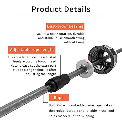 WEFLAIR Saltar de la Cuerda se enreda con cojinete de Bola Velocidad por Cable Cuerda, Longitud Ajustable Cuerda de Saltar con Alambre la Barra del Peso de la Mujer Hombre Niños (Negro) WEFLAIR Saltar de la Cuerda se enreda con cojinete de Bola Velocidad por Cable Cuerda, Longitud Ajustable Cuerda de Saltar con Alambre la Barra del Peso de la Mujer Hombre Niños (Negro)