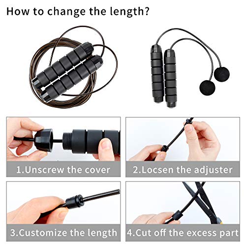 WEFLAIR Saltar de la Cuerda se enreda con cojinete de Bola Velocidad por Cable Cuerda, Longitud Ajustable Cuerda de Saltar con Alambre la Barra del Peso de la Mujer Hombre Niños (Negro) WEFLAIR Saltar de la Cuerda se enreda con cojinete de Bola Velocidad por Cable Cuerda, Longitud Ajustable Cuerda de Saltar con Alambre la Barra del Peso de la Mujer Hombre Niños (Negro)