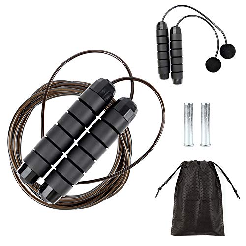 WEFLAIR Saltar de la Cuerda se enreda con cojinete de Bola Velocidad por Cable Cuerda, Longitud Ajustable Cuerda de Saltar con Alambre la Barra del Peso de la Mujer Hombre Niños (Negro) WEFLAIR Saltar de la Cuerda se enreda con cojinete de Bola Velocidad por Cable Cuerda, Longitud Ajustable Cuerda de Saltar con Alambre la Barra del Peso de la Mujer Hombre Niños (Negro)