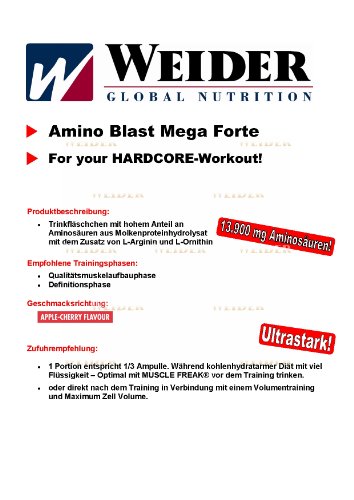 Weider Amino Blast Mega Forte. Aminoácidos en formato Ampollas.