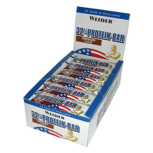 Weider Barrita de Proteína 32%. Sabor Chocolate. Libre de grasas trans (24 x 60 g)