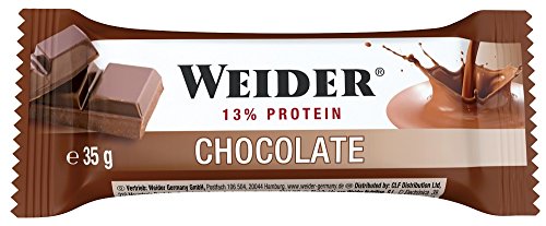 Weider Barrita de Proteína sabor Chocolate. Óptima mezcla de hidratos de carbono, proteínas y vitaminas para un abastecimiento de energía rápido y equilibrado (24 x 35 g)