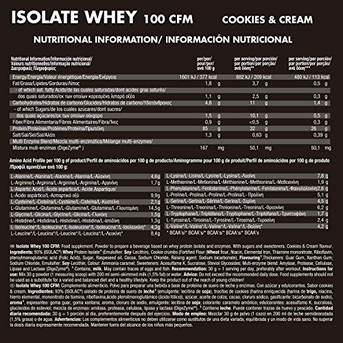 Weider Isolate Whey 100CFM 2000 gr Cookies. 100% aislado de proteina de suero. Cero azúcar, cero aspartamo, con stevia, con dygezime, con BCAA, apto para veganos. Isolac. Para dietas keto.