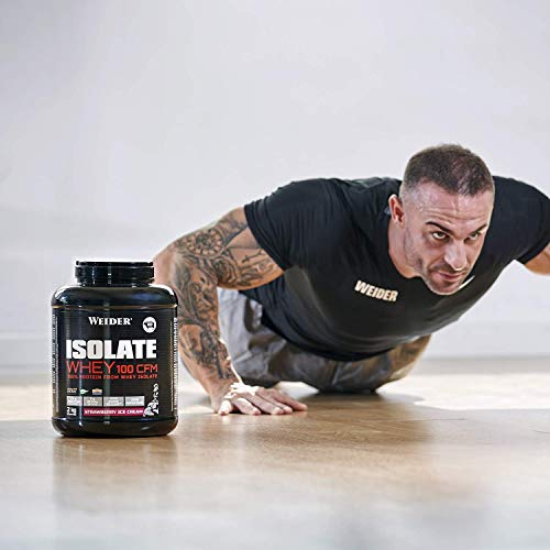 Weider Isolate Whey 100CFM 908gr Sabor Fresa. 100% aislado de proteina de suero. Cero azúcar, cero aspartamo, con stevia, con dygezime, con BCAA, apto para veganos. Isolac. Para dietas keto.