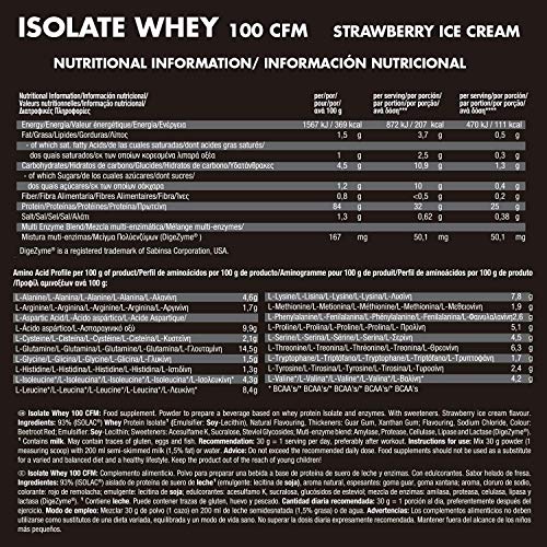 Weider Isolate Whey 100CFM 908gr Sabor Fresa. 100% aislado de proteina de suero. Cero azúcar, cero aspartamo, con stevia, con dygezime, con BCAA, apto para veganos. Isolac. Para dietas keto.