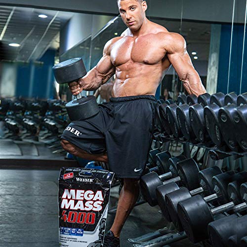 Weider Mega Mass 4000 Sabor Fresa (4000 g). 69% de hidratos.Enriquecido con Vitaminas y Minerales. Con menos azúcares