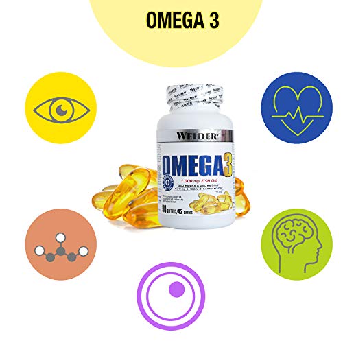 Weider Omega 3. 90 capsulas. EPA y DHA. Enriquecido con Vitamina E Weider Omega 3. 90 capsulas. EPA y DHA. Enriquecido con Vitamina E