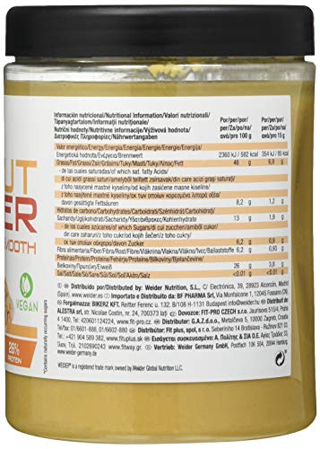 Weider Peanut Butter Duo Pack - 2 x 1000 gr. 100% cacahuete triturado, 100% natural, 100% vegano, Blanco