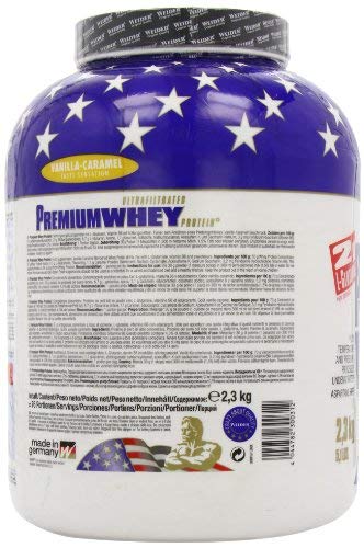 Weider Premium Whey, CFM, 2g de L-Glutamina por toma. Sabor Vainilla-Caramelo - 2300 gr