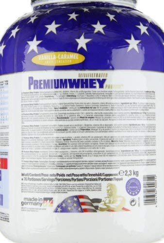 Weider Premium Whey, CFM, 2g de L-Glutamina por toma. Sabor Vainilla-Caramelo - 2300 gr