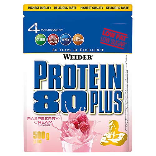 Weider Protein 80 plus 2 x 500 g bolsa de 2 unidades Rasberry Cream