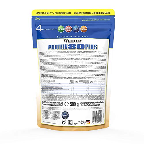 Weider Protein 80 Plus, Proteina de suero de suero de leche, Sabor Cookies & Cream, 500 gr Weider Protein 80 Plus, Proteina de suero de suero de leche, Sabor Cookies & Cream, 500 gr