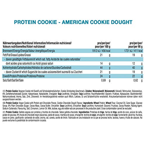 Weider Protein Cookies American Cookie Dough 12 x 90 g. Galleta de proteínas 100% vegana.