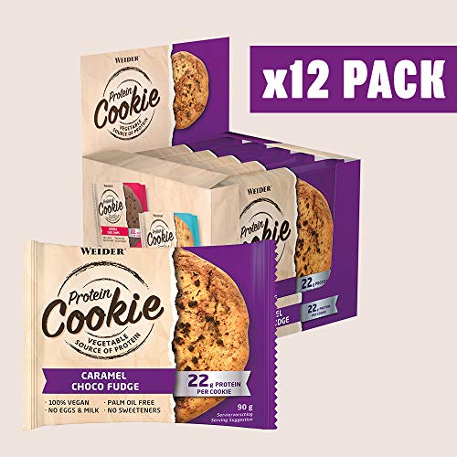 Weider Protein Cookies Caramel Choco Fudge 12 x 90 g. Galleta de proteínas 100% vegana Weider Protein Cookies Caramel Choco Fudge 12 x 90 g. Galleta de proteínas 100% vegana