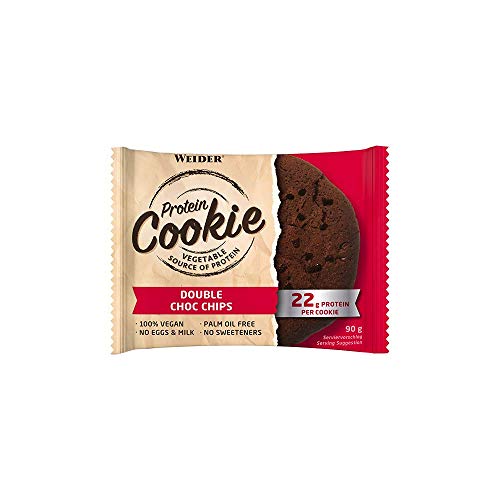 Weider Protein Cookies Double Choco Chip 12 x 90g. Galleta de proteínas 100% vegana. Weider Protein Cookies Double Choco Chip 12 x 90g. Galleta de proteínas 100% vegana.
