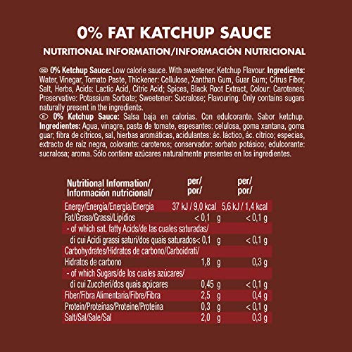 Weider Salsa Zero Ketchup. Salsa cero grasas. Cero azúcar. 265 ml