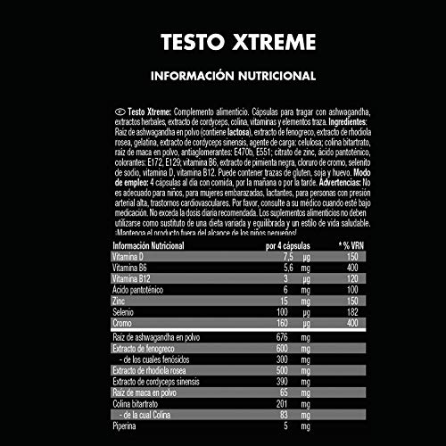 Weider Testo Xtreme. Incrementa los niveles de energía, fuerza y resistencia. Contiene Ashwagandha, Extracto de Fenogreco y Maca (120 Caps)