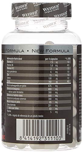 Weider Testo Xtreme. Incrementa los niveles de energía, fuerza y resistencia. Contiene Ashwagandha, Extracto de Fenogreco y Maca (120 Caps) Weider Testo Xtreme. Incrementa los niveles de energía, fuerza y resistencia. Contiene Ashwagandha, Extracto de Fenogreco y Maca (120 Caps)