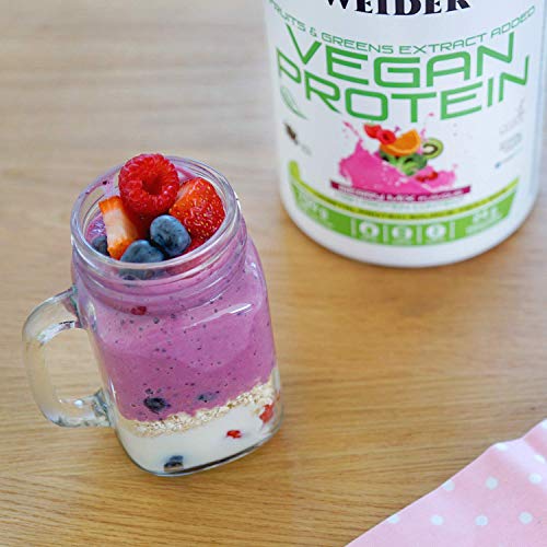 Weider Vegan Protein, Sabor Frutos Rojos, Proteína 100% vegetal de guisantes (PISANE) y arroz, Sin gluten, Sin lactosa, Sin aceite de palma (750 g) Weider Vegan Protein, Sabor Frutos Rojos, Proteína 100% vegetal de guisantes (PISANE) y arroz, Sin gluten, Sin lactosa, Sin aceite de palma (750 g)