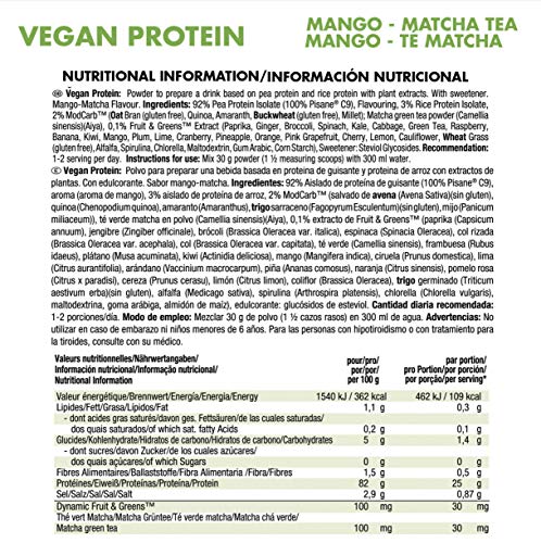 Weider Vegan Protein, Sabor Mango-Matcha, Proteína 100% vegetal de guisantes (PISANE) y arroz, Sin gluten, Sin lactosa, Sin aceite de palma (750 g)