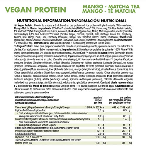 Weider Vegan Protein, Sabor Mango-Matcha, Proteína 100% vegetal de guisantes (PISANE) y arroz, Sin gluten, Sin lactosa, Sin aceite de palma (750 g) Weider Vegan Protein, Sabor Mango-Matcha, Proteína 100% vegetal de guisantes (PISANE) y arroz, Sin gluten, Sin lactosa, Sin aceite de palma (750 g)