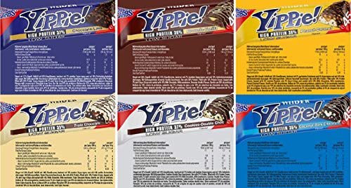 Weider Yippie Bar. Barrita de Proteína 36%. Bajo contenido en Carbohidratos y Azúcares. Sabores variados (12x45 g)