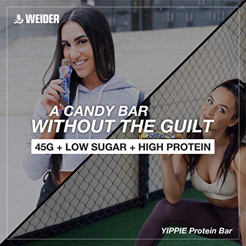 Weider Yippie Bar. Barrita de Proteína 36%. Bajo contenido en Carbohidratos y Azúcares. Sabores variados (12x45 g)