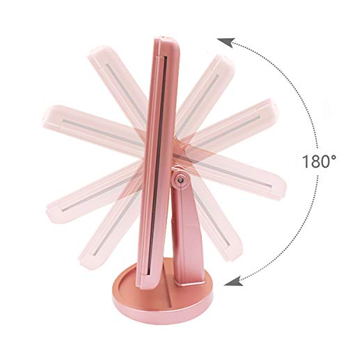 WEILY Espejo de Maquillaje, 1x / 2X / 3X Magnificación Triple Espejo Plegable Lámpara LED con 36 Luces LED Pantalla táctil y Carga USB Rotación de 180 Grados con mostrador (Oro Rosa) WEILY Espejo de Maquillaje, 1x / 2X / 3X Magnificación Triple Espejo Plegable Lámpara LED con 36 Luces LED Pantalla táctil y Carga USB Rotación de 180 Grados con mostrador (Oro Rosa)