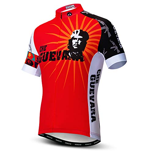 Weimostar Camisetas de Ciclismo para Hombre Camisetas de Ciclismo Manga Corta Cremallera Completa Ropa de Bicicleta Rusia Rojo XL