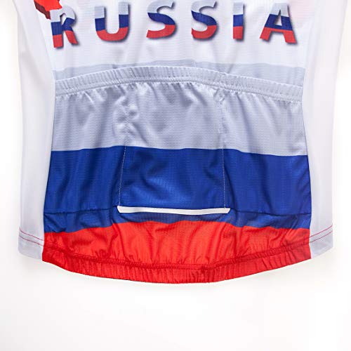 weimostar Ciclismo Jersey De Los Hombres Ropa De Bicicleta De La Bicicleta De Jersey Camisetas De Carretera MTB Jersey De Manga Corta Verano Rusia Azul Tamaño XXXL